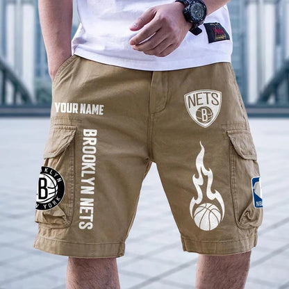 [HOT DEAL] NEW CUSTOMIZED NBA25 BNE BROOKLYN NETS CARGO SHORTS