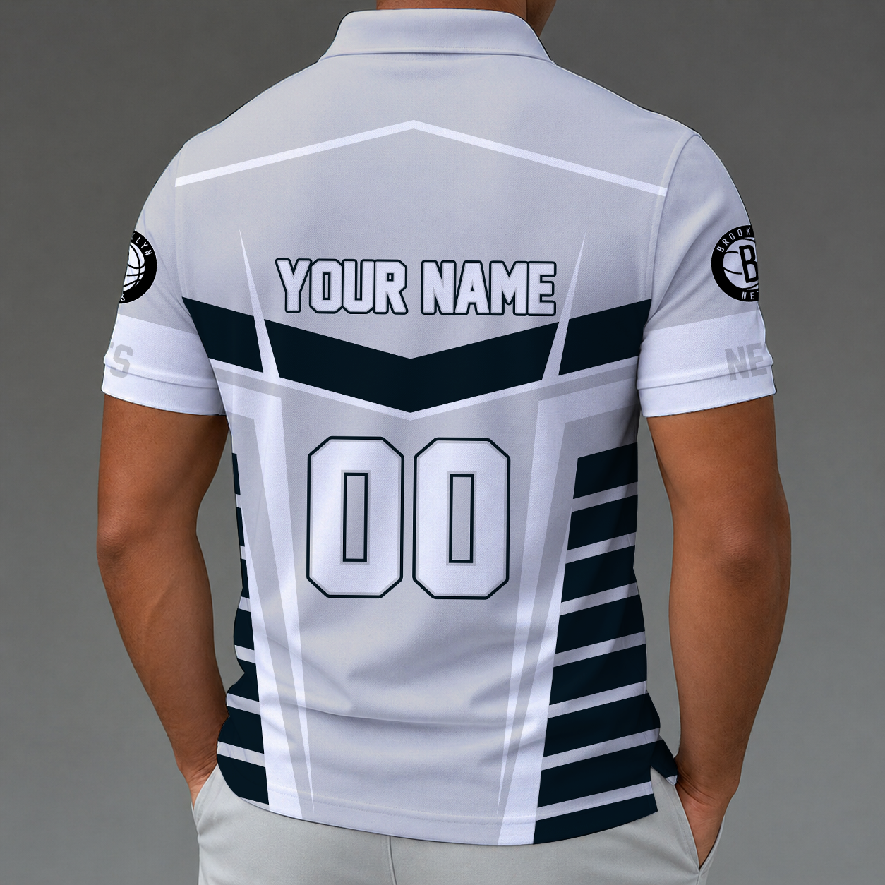 [HOT DEAL] NEW CUSTOMIZED NBA25 BNE BROOKLYN NETS ZIP POLO SHIRT