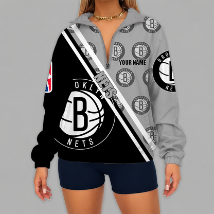 [HOT DEAL] NEW CUSTOMIZED NBA25 BNE BROOKLYN NETS V-NECK ZIPPER SWEATSHIRT JACKET