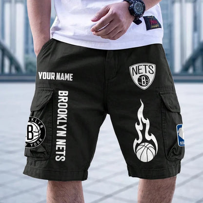 [HOT DEAL] NEW CUSTOMIZED NBA25 BNE BROOKLYN NETS CARGO SHORTS