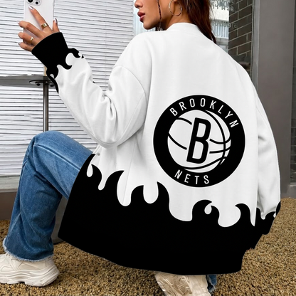 LIMITED EDITION - NEW CUSTOMIZED NBA25 BNE BROOKLYN NETS BASEBALL JACKET, SATIN VARSITY JACKET