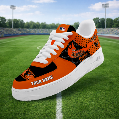 LIMITED EDITION - NEW CUSTOMIZED MLB25 BOS BALTIMORE ORIOLES AF1 SNEAKERS