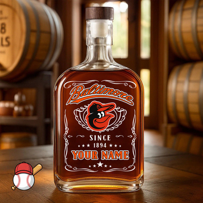 LIMITED EDITION - NEW CUSTOMIZED MLB25 BOS BALTIMORE ORIOLES LUXURY WHISKEY BOTTLE 450ML