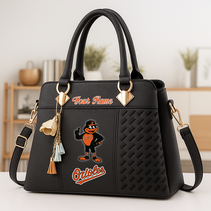 LIMITED EDITION - NEW CUSTOMIZED MLB25 BOS BALTIMORE ORIOLES ZIP HANDBAG MULTICOLOR