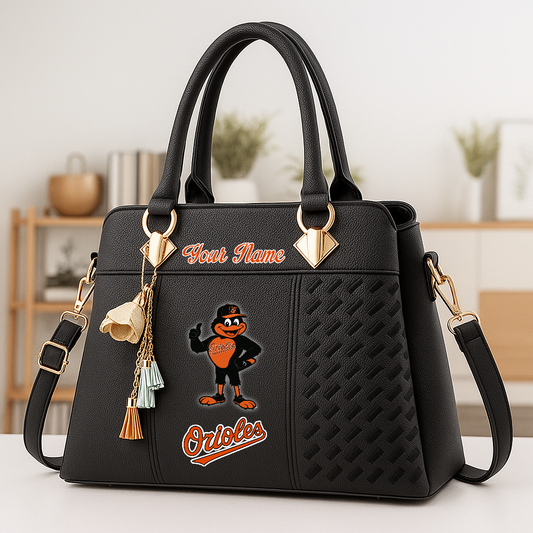 LIMITED EDITION - NEW CUSTOMIZED MLB25 BOS BALTIMORE ORIOLES ZIP HANDBAG MULTICOLOR