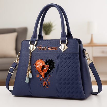 LIMITED EDITION - NEW CUSTOMIZED MLB25 BOS BALTIMORE ORIOLES ZIP HANDBAG MULTICOLOR