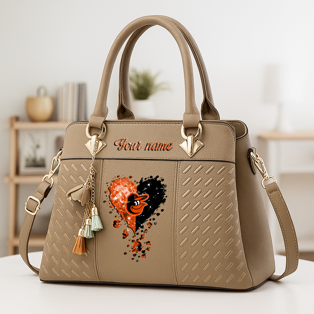 LIMITED EDITION - NEW CUSTOMIZED MLB25 BOS BALTIMORE ORIOLES ZIP HANDBAG MULTICOLOR