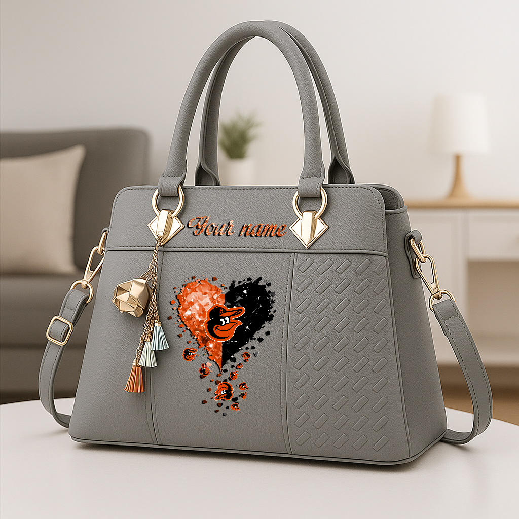 LIMITED EDITION - NEW CUSTOMIZED MLB25 BOS BALTIMORE ORIOLES ZIP HANDBAG MULTICOLOR