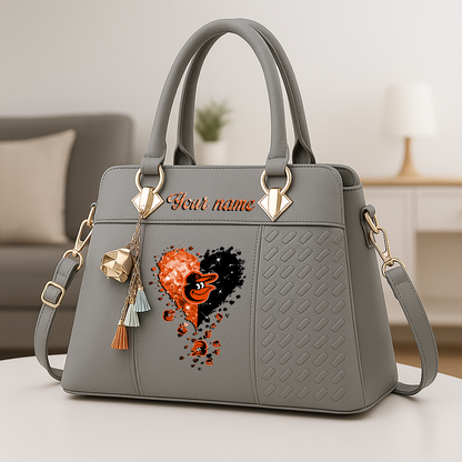 LIMITED EDITION - NEW CUSTOMIZED MLB25 BOS BALTIMORE ORIOLES ZIP HANDBAG MULTICOLOR