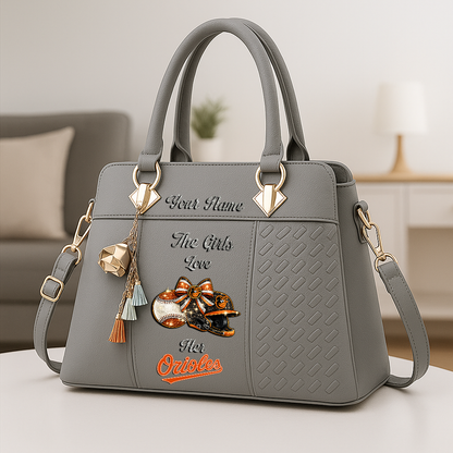 LIMITED EDITION - NEW CUSTOMIZED MLB25 BOS BALTIMORE ORIOLES ZIP HANDBAG MULTICOLOR