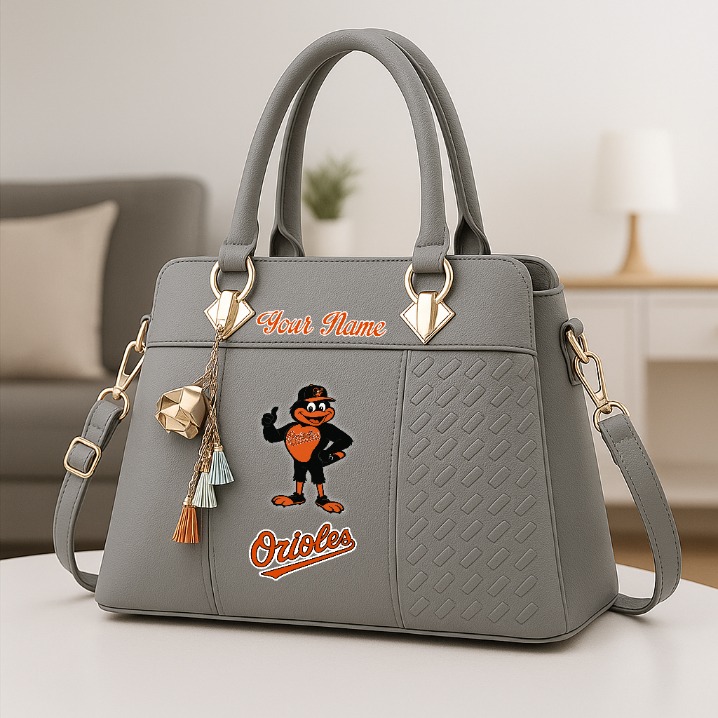 LIMITED EDITION - NEW CUSTOMIZED MLB25 BOS BALTIMORE ORIOLES ZIP HANDBAG MULTICOLOR