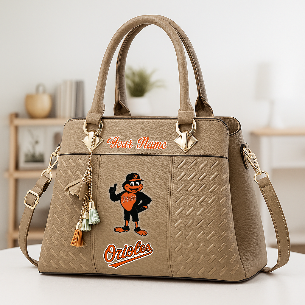 LIMITED EDITION - NEW CUSTOMIZED MLB25 BOS BALTIMORE ORIOLES ZIP HANDBAG MULTICOLOR