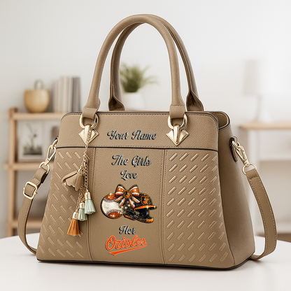 LIMITED EDITION - NEW CUSTOMIZED MLB25 BOS BALTIMORE ORIOLES ZIP HANDBAG MULTICOLOR