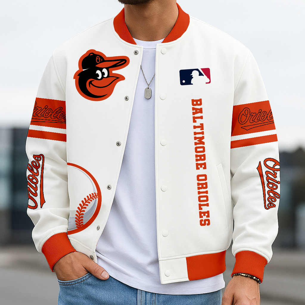 LIMITED EDITION - NEW CUSTOMIZED MLB25 BOS BALTIMORE ORIOLES BASEBALL JACKET, SATIN VARSITY JACKET