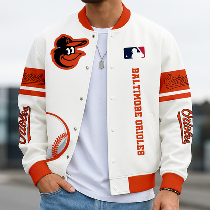 LIMITED EDITION - NEW CUSTOMIZED MLB25 BOS BALTIMORE ORIOLES BASEBALL JACKET, SATIN VARSITY JACKET