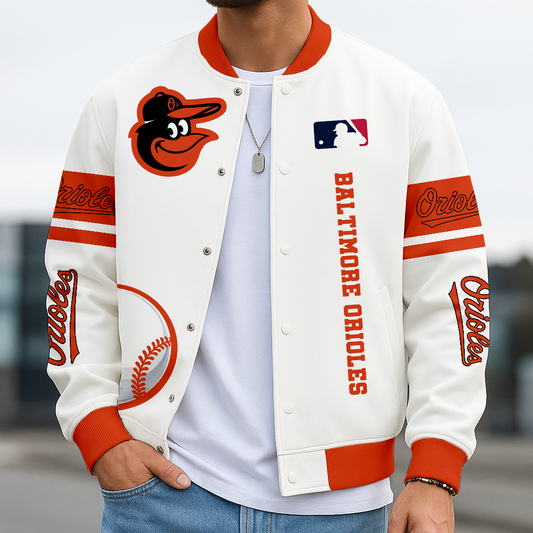 LIMITED EDITION - NEW CUSTOMIZED MLB25 BOS BALTIMORE ORIOLES BASEBALL JACKET, SATIN VARSITY JACKET