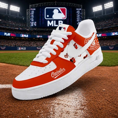LIMITED EDITION - NEW CUSTOMIZED MLB25 BOS BALTIMORE ORIOLES AF1 SHOES