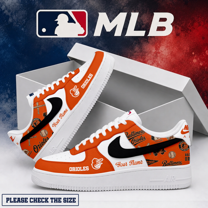 LIMITED EDITION - NEW CUSTOMIZED MLB25 BOS BALTIMORE ORIOLES AF1 SHOES