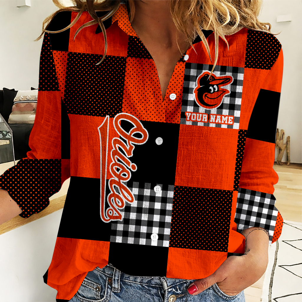 LIMITED EDITION - NEW CUSTOMIZED MLB25 BOS BALTIMORE ORIOLES WOMEN CASUAL SHIRT FOR FAN