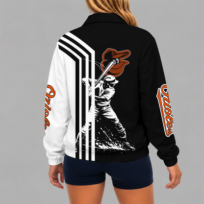 [FLASH SALE] NEW CUSTOMIZED MLB25 BOS BALTIMORE ORIOLES V-NECK ZIPPER SWEATSHIRT JACKET