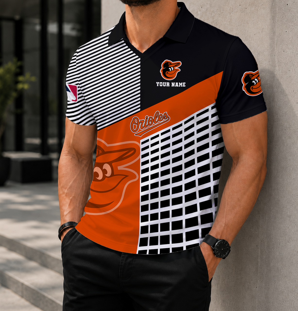 LIMITED EDITION - NEW CUSTOMIZED MLB25 BOS BALTIMORE ORIOLES POLO SHIRT