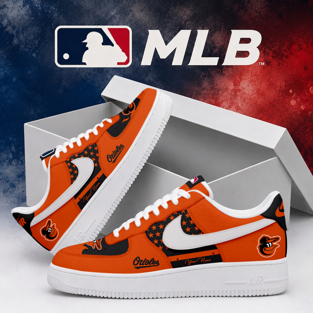 LIMITED EDITION - NEW CUSTOMIZED MLB25 BOS BALTIMORE ORIOLES AF1 SHOES