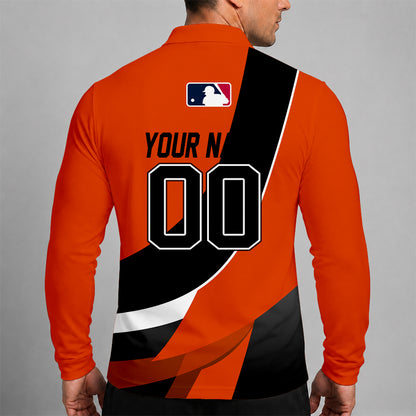 [FLASH SALE] NEW CUSTOMIZED MLB25 BOS BALTIMORE ORIOLES MEN'S LONG SLEEVE POLO