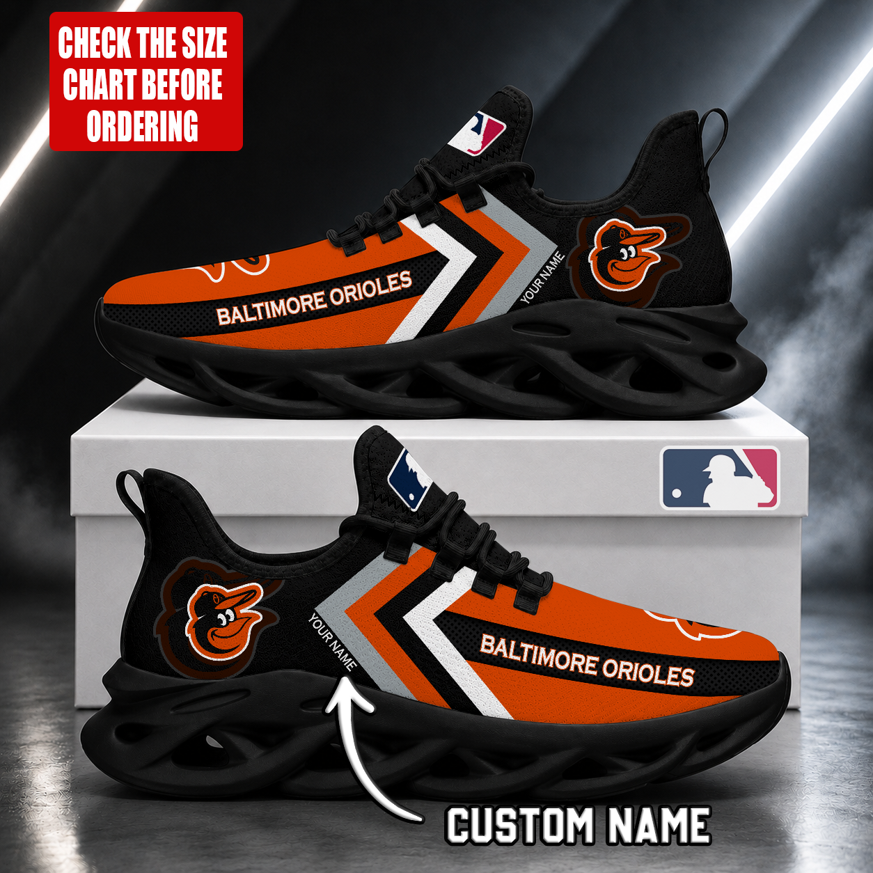 LIMITED EDITION - NEW CUSTOMIZED MLB25 BOS BALTIMORE ORIOLES MAX SOUL SHOES