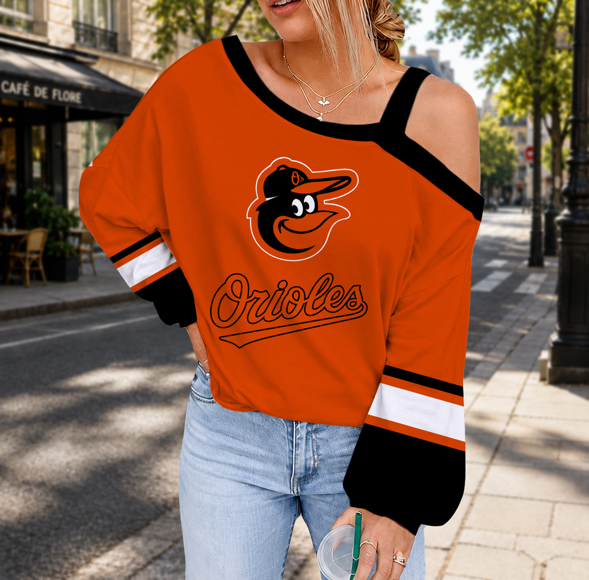 SPECIAL EDITION - NEW CUSTOMIZED MLB25 BOS BALTIMORE ORIOLES DROP SHOULDER SWEATSHIRT