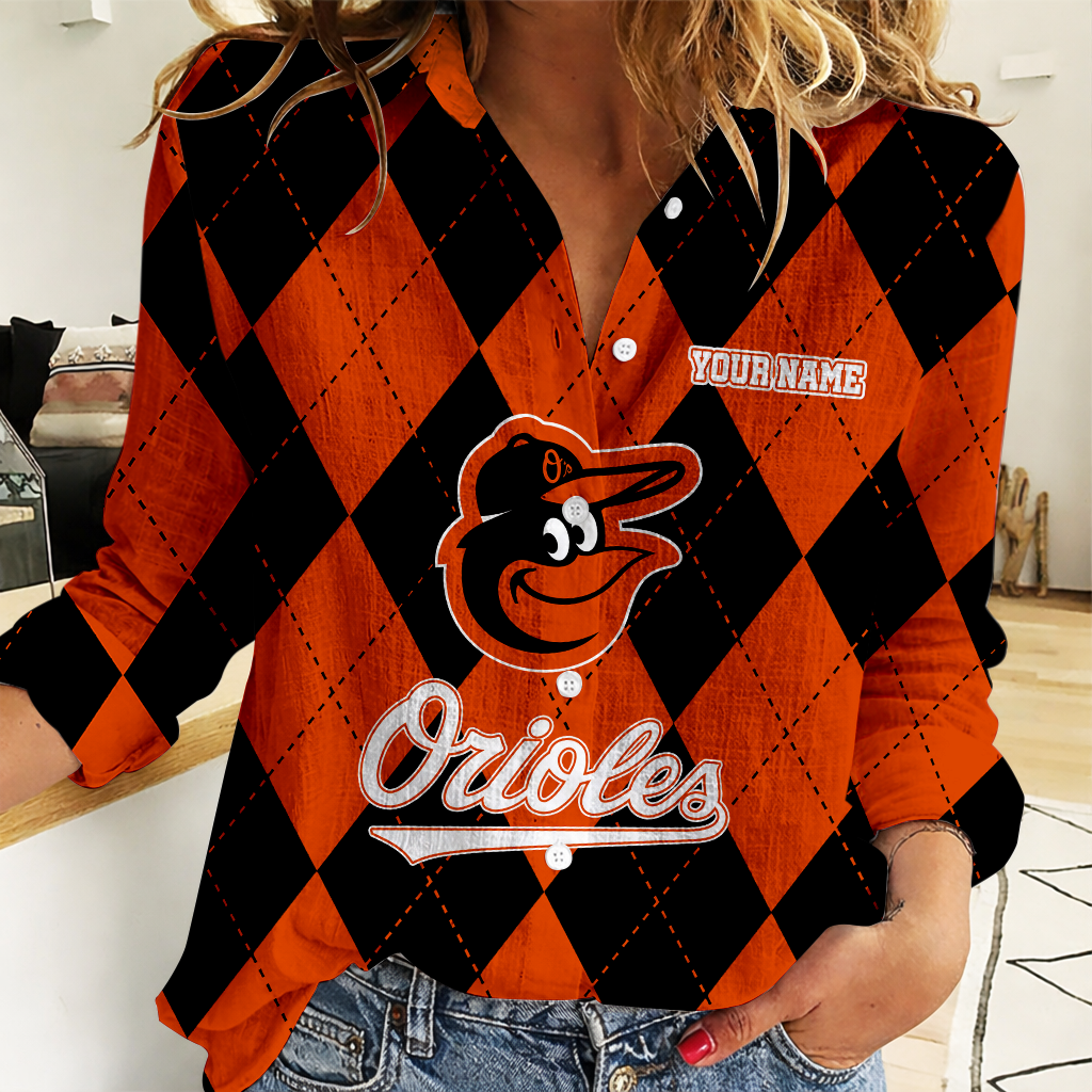 LIMITED EDITION - NEW CUSTOMIZED MLB25 BOS BALTIMORE ORIOLES WOMEN CASUAL SHIRT FOR FAN