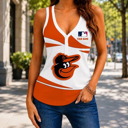 LIMITED EDITION - NEW CUSTOMIZED MLB25 BOS BALTIMORE ORIOLES WOMEN'S V-NECK TANK TOP