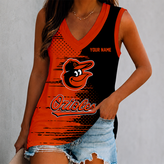 LIMITED EDITION - NEW CUSTOMIZED MLB25 BOS BALTIMORE ORIOLES WOMEN'S V-NECK TANK TOP