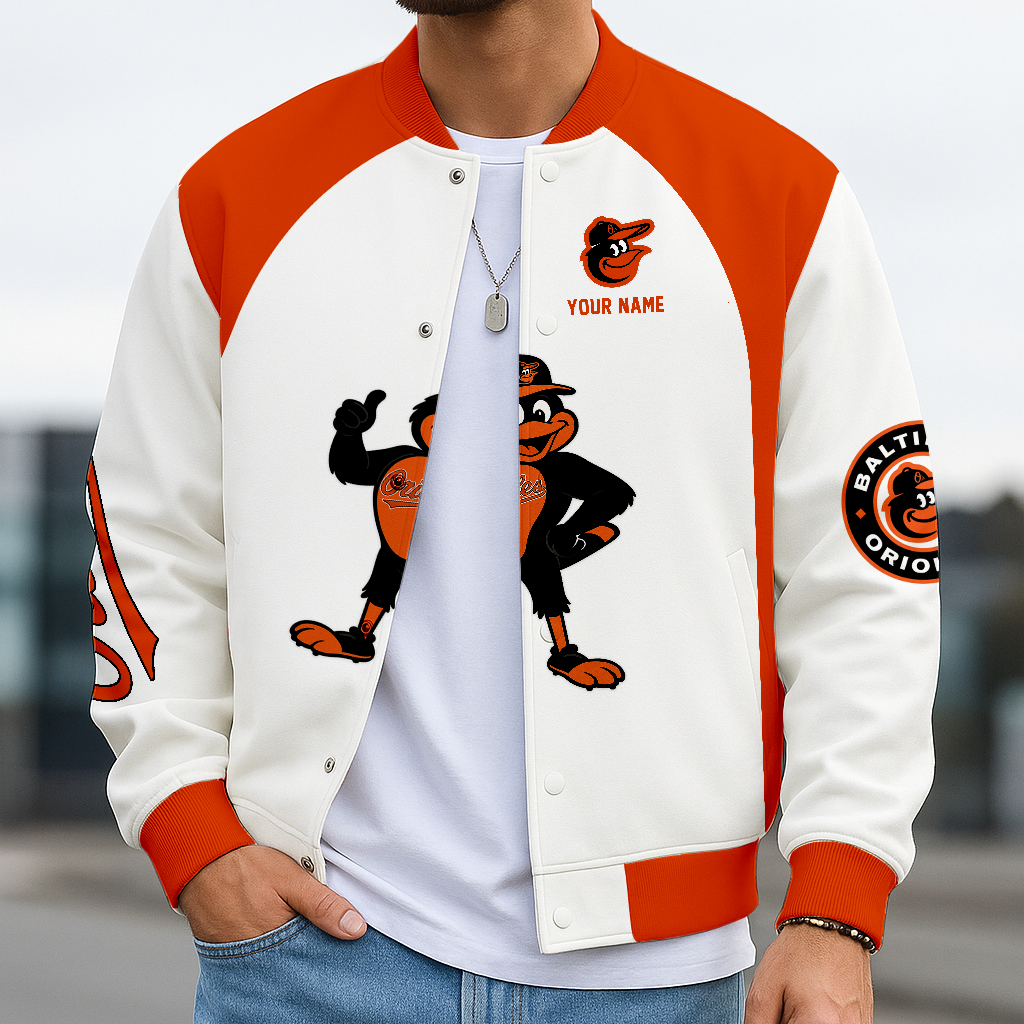 LIMITED EDITION - NEW CUSTOMIZED MLB25 BOS BALTIMORE ORIOLES BASEBALL JACKET, SATIN VARSITY JACKET
