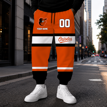 VIRAL EDITION - NEW CUSTOMIZED MLB25 BOS BALTIMORE ORIOLES SWEATPANTS