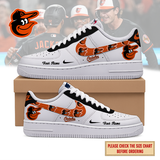 LIMITED EDITION - NEW CUSTOMIZED MLB25 BOS BALTIMORE ORIOLES AF1 SHOES