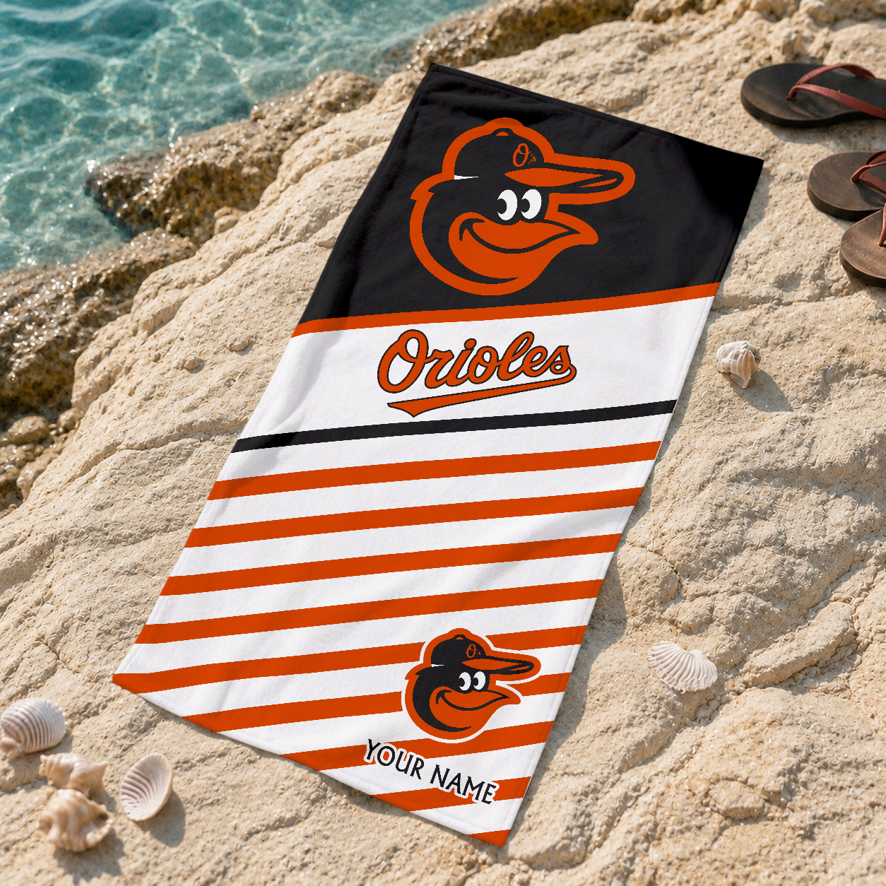 HOT DEAL - NEW CUSTOMIZED MLB25 BOS BALTIMORE ORIOLES BEACH TOWEL FOR FAN