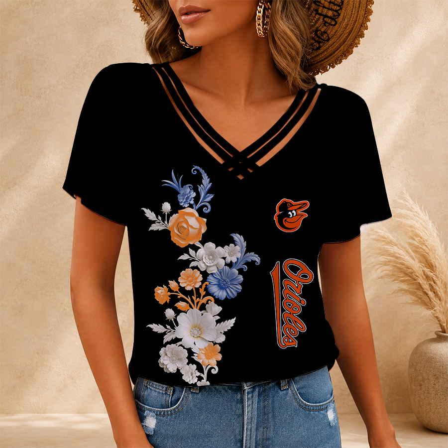 [FLASH SALE] NEW CUSTOMIZED MLB25 BOS BALTIMORE ORIOLES V-NECK SHIRT