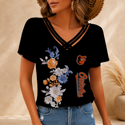 [FLASH SALE] NEW CUSTOMIZED MLB25 BOS BALTIMORE ORIOLES V-NECK SHIRT