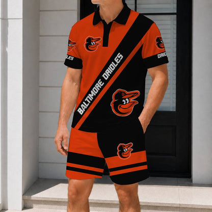 LIMITED EDITION - NEW CUSTOMIZED MLB25 BOS BALTIMORE ORIOLES POLO & SHORT PANTS SET