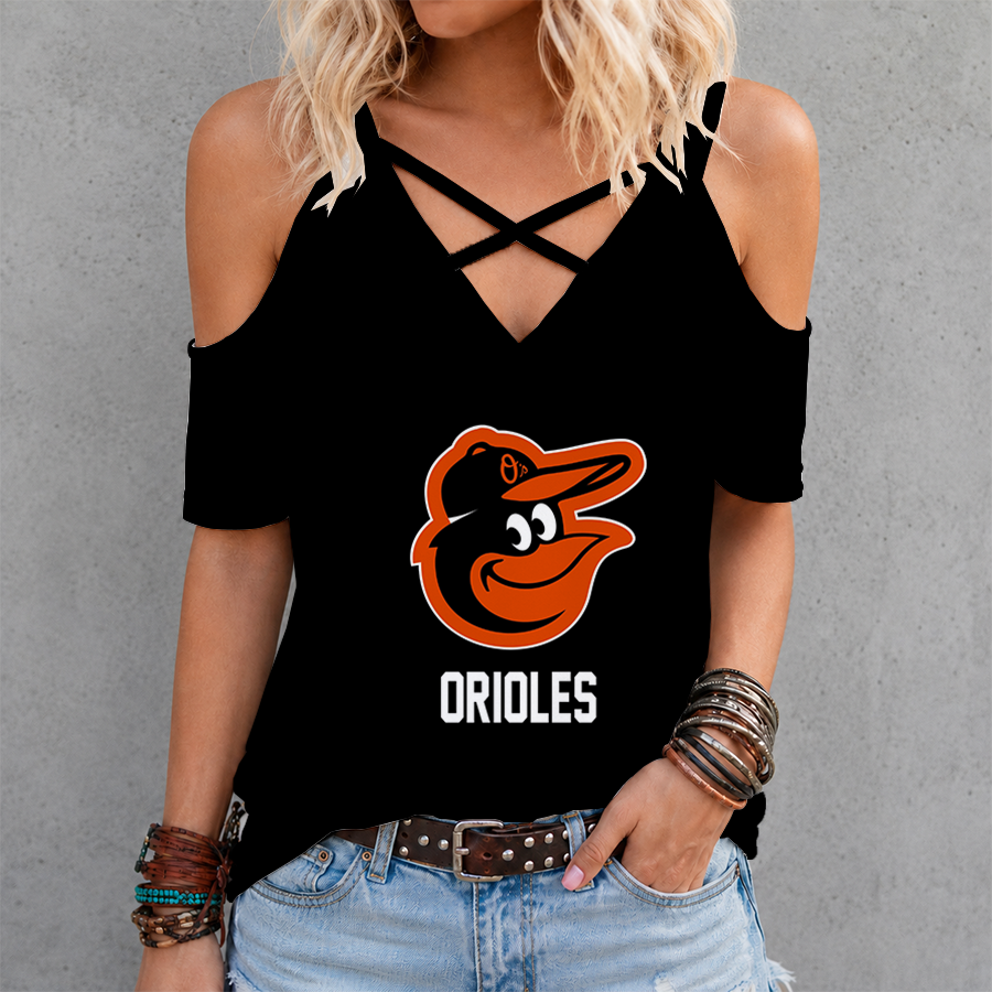 LIMITED EDITION - NEW CUSTOMIZED MLB25 BOS BALTIMORE ORIOLES CRISS CROSS V-NECK TOP