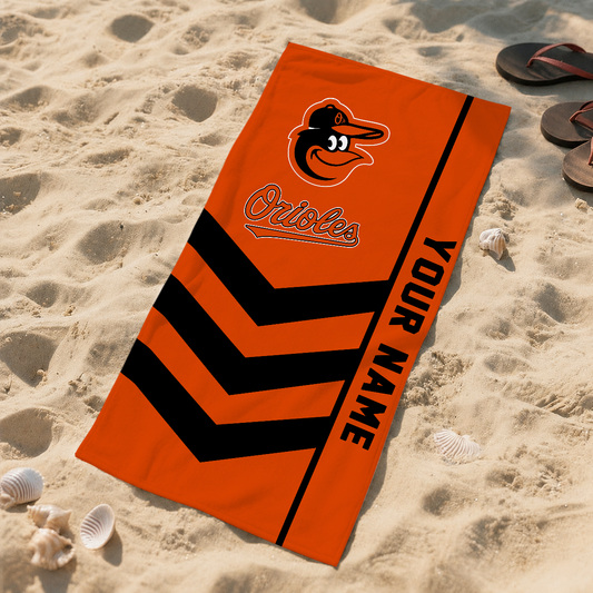 LIMITED EDITION - NEW CUSTOMIZED MLB25 BOS BALTIMORE ORIOLES BEACH TOWEL FOR FAN