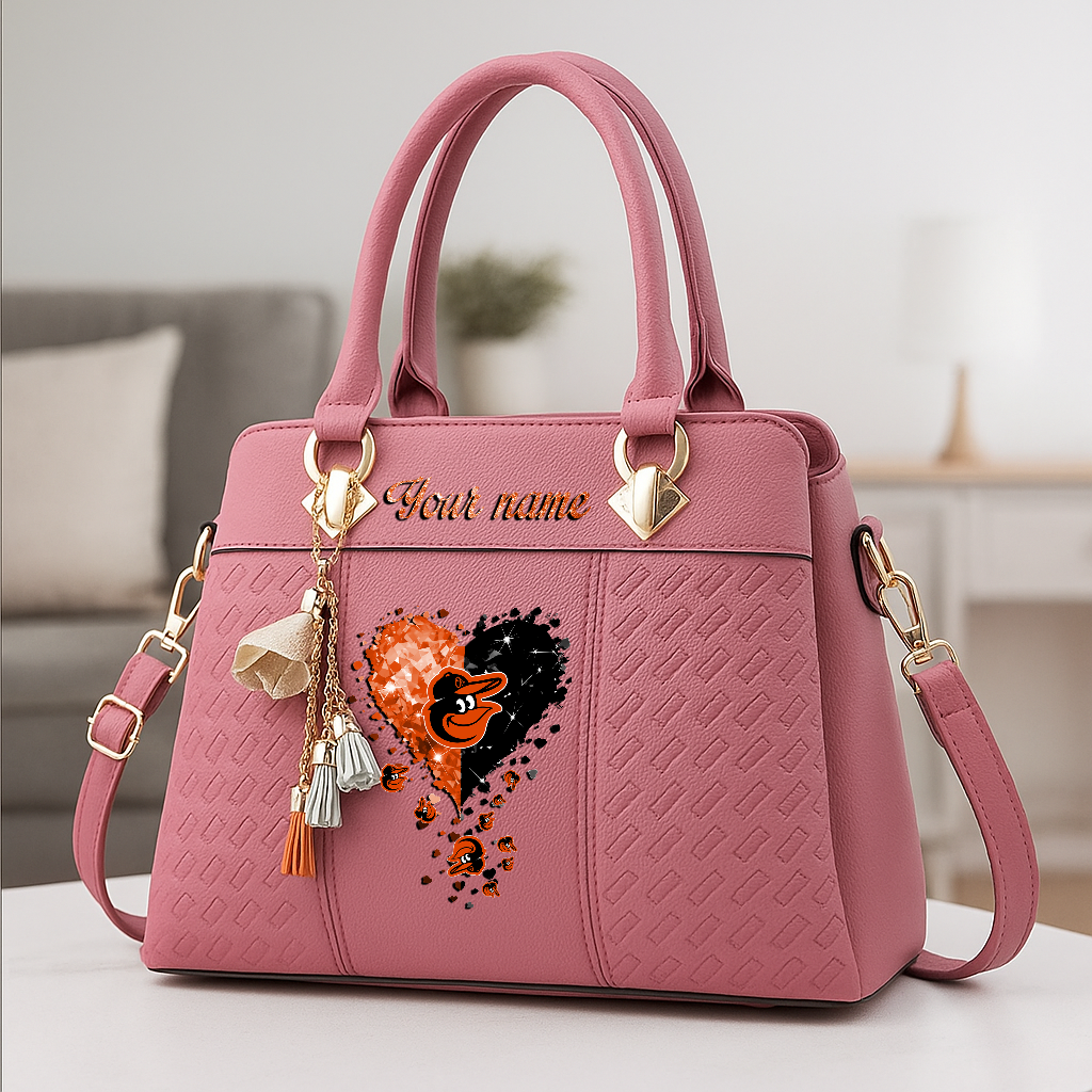 LIMITED EDITION - NEW CUSTOMIZED MLB25 BOS BALTIMORE ORIOLES ZIP HANDBAG MULTICOLOR