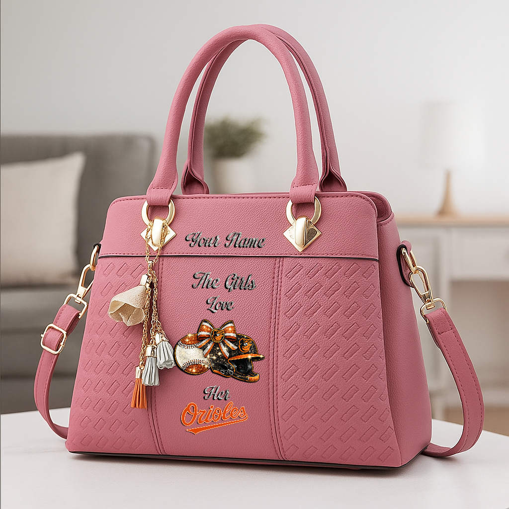 LIMITED EDITION - NEW CUSTOMIZED MLB25 BOS BALTIMORE ORIOLES ZIP HANDBAG MULTICOLOR