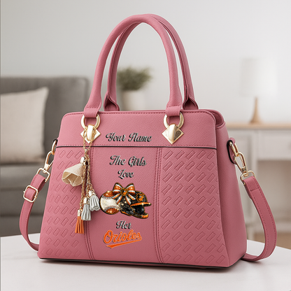LIMITED EDITION - NEW CUSTOMIZED MLB25 BOS BALTIMORE ORIOLES ZIP HANDBAG MULTICOLOR