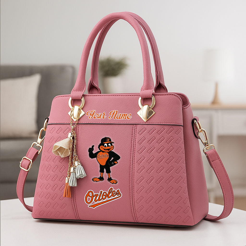 LIMITED EDITION - NEW CUSTOMIZED MLB25 BOS BALTIMORE ORIOLES ZIP HANDBAG MULTICOLOR