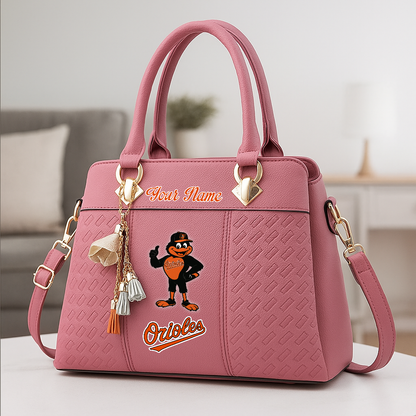 LIMITED EDITION - NEW CUSTOMIZED MLB25 BOS BALTIMORE ORIOLES ZIP HANDBAG MULTICOLOR