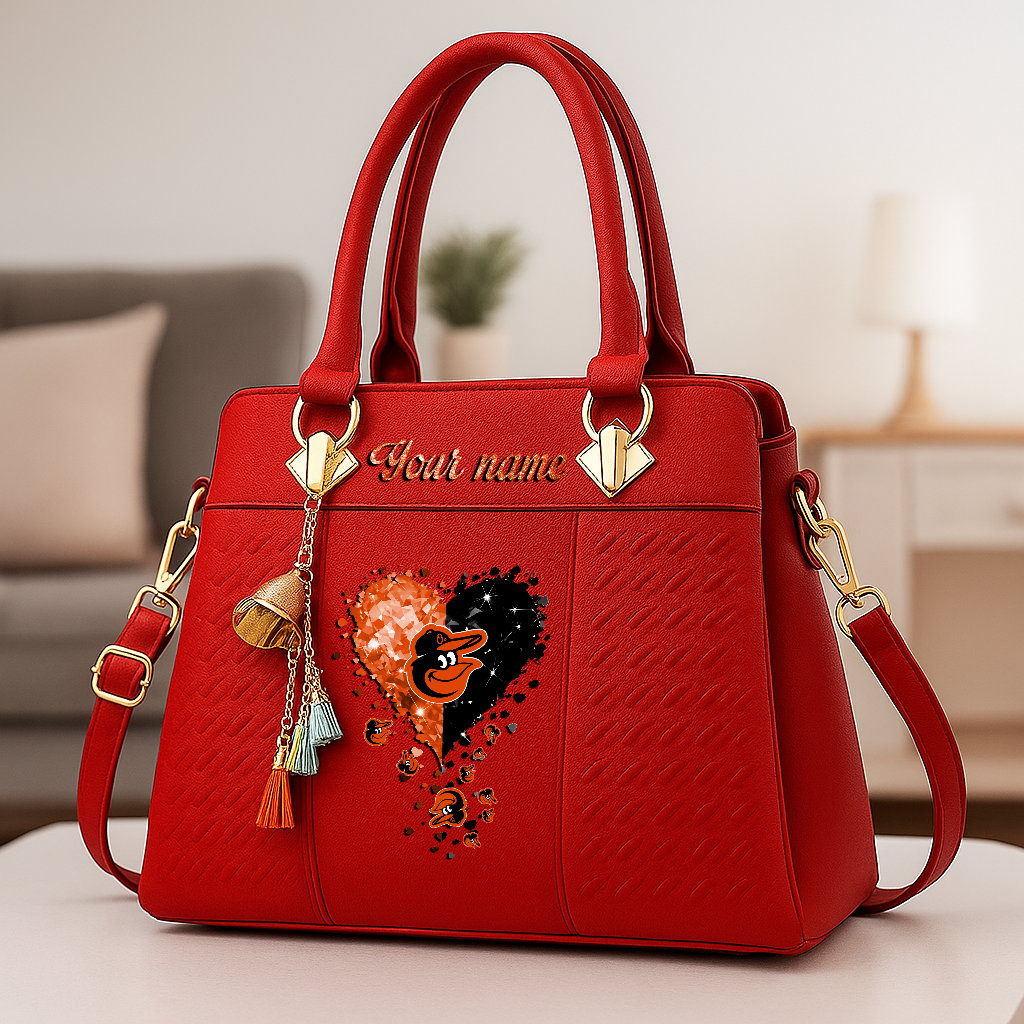 LIMITED EDITION - NEW CUSTOMIZED MLB25 BOS BALTIMORE ORIOLES ZIP HANDBAG MULTICOLOR