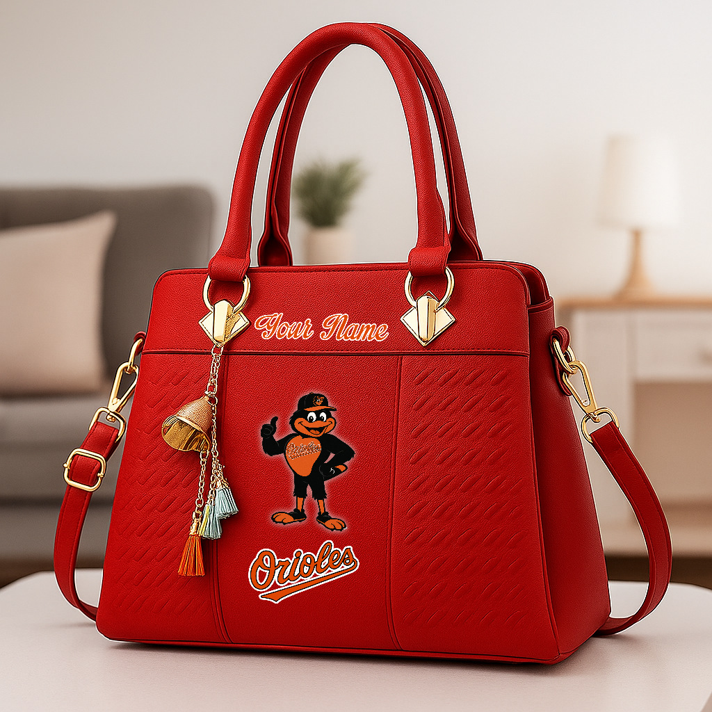 LIMITED EDITION - NEW CUSTOMIZED MLB25 BOS BALTIMORE ORIOLES ZIP HANDBAG MULTICOLOR