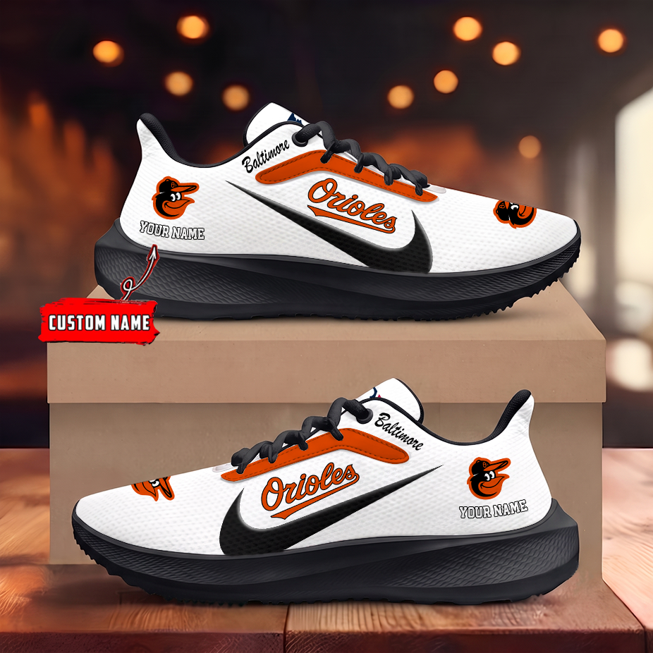 [FLASH SALE] NEW CUSTOMIZED MLB25 BOS BALTIMORE ORIOLES ROAD RUNNING SHOES