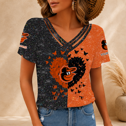LIMITED EDITION - NEW CUSTOMIZED MLB25 BOS BALTIMORE ORIOLES V-NECK SHIRT